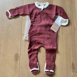 NWT Goumi Kids Cocoa Cream Thermal Baby Footie SZ 0-3mo Red Bamboo Zippy Sleeper